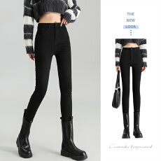 批发铅笔小脚裤子薄绒厚绒高腰牛仔裤女修身显瘦2026新款弹力紧身长裤