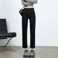 批发量大主推款 加绒 薄绒 直筒牛仔裤女九分烟管裤