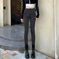 批发铅笔<b class='q'>小脚裤</b>高腰牛仔裤女修身显瘦春秋新款<b class='q'>弹力</b>紧身九分长裤复古蓝