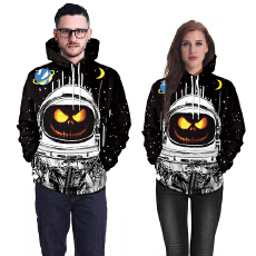 批发欧美跨境秋季新品万圣节情侣卫衣恶搞数码印花连帽休闲男女上衣