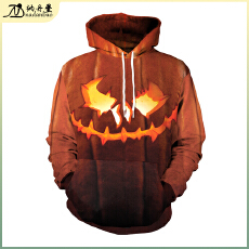 批发2025秋季跨境新品万圣<b class='q'>服装</b>情侣卫衣南瓜恶魔脸惊悚恶搞印花连帽衫