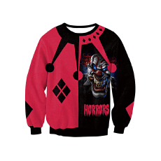 批发万圣卫衣欧美跨境秋季万圣夜新品<b class='q'>服装</b>小丑圆领数码印花情侣装卫衣