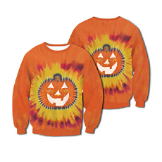 批发新款万圣节卫衣欧美<b class='q'>服装</b>秋季搞怪南瓜扎染圆领数码印花情侣装卫衣