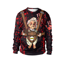 批发新品惊悚娃娃3d数码印花情侣装卫衣万圣节跨境服饰秋季圆领上衣