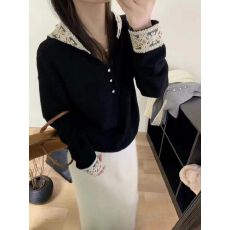 批发200斤大码女装法式蕾丝拼接连帽针织衫微胖mm韩系慵懒风毛衣秋冬