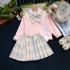 批发<b class='q'>女童</b>秋<b class='q'>装</b>套装学院风jk百褶裙2026新款女孩兔子<b class='q'>开衫</b><b class='q'>毛衣</b>衬衫三件套