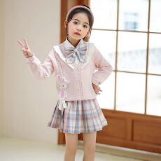 批发女童学院风三件套2025秋季新款洋气<b class='q'>儿童</b>小女孩甜美套裙针织开衫裙