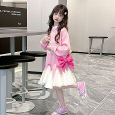 批发女童爱心花边连衣裙2025新款洋气<b class='q'>韩版</b>春季儿童休闲甜美公主风裙子