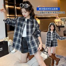 批发女童长袖衬衫2025秋装新款女大童韩式风衬衣儿童洋气时髦上衣外套
