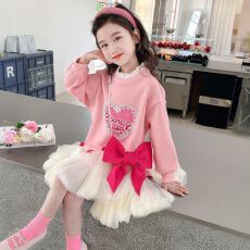 批发女童秋装卫衣连衣裙2025新款洋气小女孩<b class='q'>韩版</b>宽松休闲爱心公主裙潮