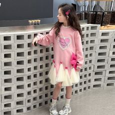 批发女童卫衣裙春秋2025新款<b class='q'>韩版</b>儿童裙子洋气中大童高级感长袖连衣裙
