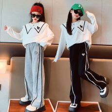 批发女童卫衣阔腿裤套装春秋季2026新款洋气时髦<b class='q'>儿童</b>休闲运动两件套装