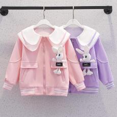批发女童开衫卫衣春秋款2026新版<b class='q'>儿童</b>洋气百搭卡通立体兔子棒球服外套