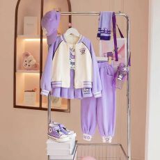 批发<b class='q'>女</b><b class='q'>童</b>秋装套装2025新款小女孩洋气棒球服外套儿童衣服休闲<b class='q'>三件套</b>