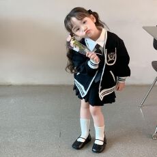 批发<b class='q'>女</b><b class='q'>童</b>JK套装秋冬2025秋装新款学院风韩版百褶裙毛衣开衫<b class='q'>三件套</b>洋气