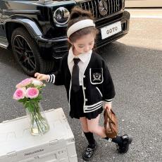 批发<b class='q'>女</b><b class='q'>童</b>秋季裙子套装2025新款洋气学院风毛衣外套儿童宝宝秋冬<b class='q'>三件套</b>