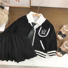 批发<b class='q'>女</b><b class='q'>童</b>套装秋装2025新款韩版学院风小女孩儿童长袖外套百褶裙<b class='q'>三件套</b>