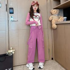 批发女童休闲套装2026春秋新款时髦洋气大童<b class='q'>儿童</b>秋季运动潮童装工装裤