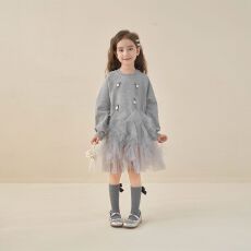 批发<b class='q'>女</b><b class='q'>童</b><b class='q'>连衣裙</b>春季2026新款女宝宝时尚拼接网纱长裙子儿童气质公主裙