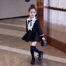 批发女童连衣裙春秋季2025新款<b class='q'>韩版</b>洋气儿童女孩子学院赫本风公主裙子