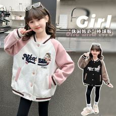 批发女童外套棒球服春装2025新款洋气时髦中大童时尚休闲<b class='q'>儿童</b>春秋<b class='q'>夹克</b>