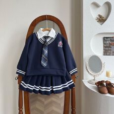 批发女童假两件套装<b class='q'>春</b>秋款2026新款洋气儿童学院风女孩裙子秋装两件套