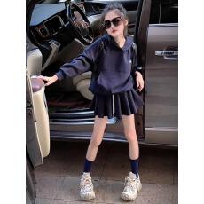 批发<b class='q'>女</b><b class='q'>童</b>春秋<b class='q'>卫衣</b>裙套装2026新款儿童连帽上衣百褶裙时尚春装学院风潮