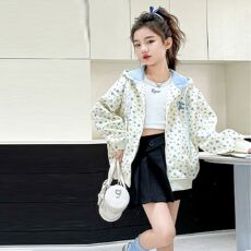 批发女童外套春季新品儿童<b class='q'>韩版</b>洋气休闲碎花连帽开衫卫衣甜学院风上衣