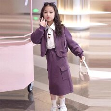 批发<b class='q'>女童</b><b class='q'>开衫</b><b class='q'>套装</b>春秋款半身裙韩版中大童时尚学院风外套裙子两件套潮
