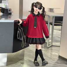 批发女大童裙子春秋装2025新款<b class='q'>韩版</b>洋气连衣裙小女孩春款学院风公主裙