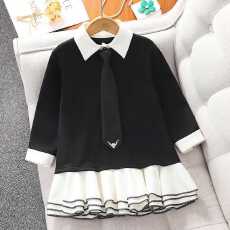 批发女童POLO衫蓬蓬裙2025春秋季<b class='q'>儿童</b>学院风连衣裙公主裙假两件卫衣裙