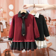 批发女童春季连衣裙2025新款<b class='q'>儿童</b>POLO卫衣裙女孩学院风洋气蓬蓬公主裙