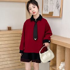 批发女童连衣裙2025春秋新款女孩学院风裙子秋装POLO领<b class='q'>儿童</b>长袖公主裙