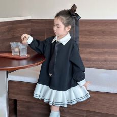 批发<b class='q'>女</b><b class='q'>童</b>卫衣<b class='q'>连衣裙</b>2026春秋新款儿童假两件polo领裙子春季公主卫衣裙