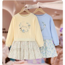 批发女童卫衣<b class='q'>裙</b>秋款2026新款<b class='q'>儿童</b>洋气女孩时髦碎花假两件拼接连衣<b class='q'>裙</b>潮