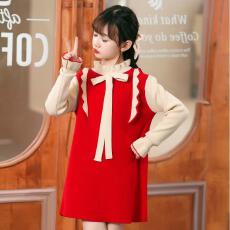 批发女童<b class='q'>连衣裙</b>春秋2025新款<b class='q'>儿童</b>过年裙子洋气公主裙小女孩毛衣裙冬季