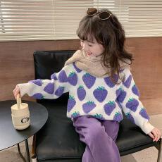 批发女童<b class='q'>春</b>秋款毛衣2025新款女孩洋气打底衫中大儿童针织保暖卡通上衣