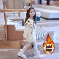 批发儿童卫衣裙子秋冬季2025<b class='q'>新款</b>中大童国风<b class='q'>女</b><b class='q'>童</b>加绒洋气时髦女孩衣服