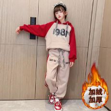 批发女童秋冬装<b class='q'>儿童</b>加绒卫衣运动套装2025新款韩版宽松中大童装休闲服