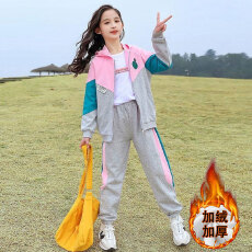 批发女童秋冬套装2025新款洋气<b class='q'>儿童</b>拉链外套长裤中大童运动休闲两件套
