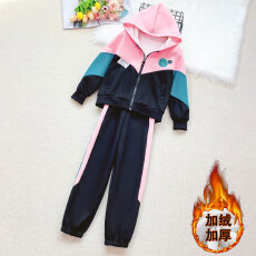 批发<b class='q'>女童</b>学院<b class='q'>风</b>套装秋冬装2025新款中大童卫衣加绒儿童外套裤子冬季潮