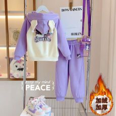 批发女童加绒套装秋冬季2025新款韩版<b class='q'>儿童</b>女孩洋气卡通<b class='q'>运动服</b>两件套潮