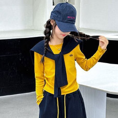 批发女童秋季学院风披肩T恤2025新款洋气时髦<b class='q'>儿童</b>女孩百搭打底衫上衣