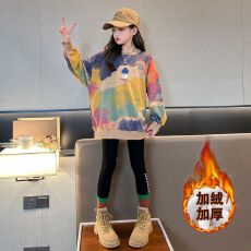 批发女童卫衣秋款2025新款韩版中大童洋气女孩时髦百搭多巴胺彩色上衣