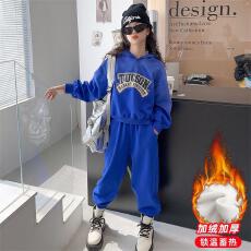 批发<b class='q'>女童</b>加<b class='q'>绒套装</b>秋冬装2025新款洋气中大童冬季连帽卫衣卫裤两件套潮