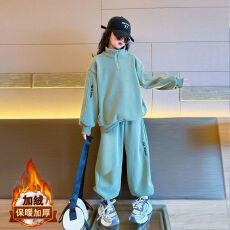 批发女童套装2025新款秋冬装保暖儿童加绒加厚炸街<b class='q'>休闲</b>运动服女双面绒