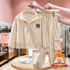 批发女童加绒卫衣套装2025新款洋气中大童冬季时髦儿童<b class='q'>休闲</b>运动两件套