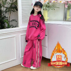 批发女童秋冬加绒套装2025新款<b class='q'>运动</b>卫衣中大童潮酷涂鸦秋冬洋气两件套