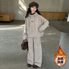 批发女童卫衣套装秋冬季2025新款韩版中大童女孩连帽上衣卫裤两件套潮