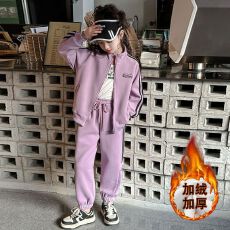 批发<b class='q'>女童</b>学院<b class='q'>风</b>套装秋冬季新款韩版中大童洋气女孩开衫卫衣卫裤两件套